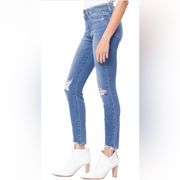 🔥🔥PAIGE Transcend Hoxton Ripped High Waist Ankle Skinny Jeans - Picture 3 of 16